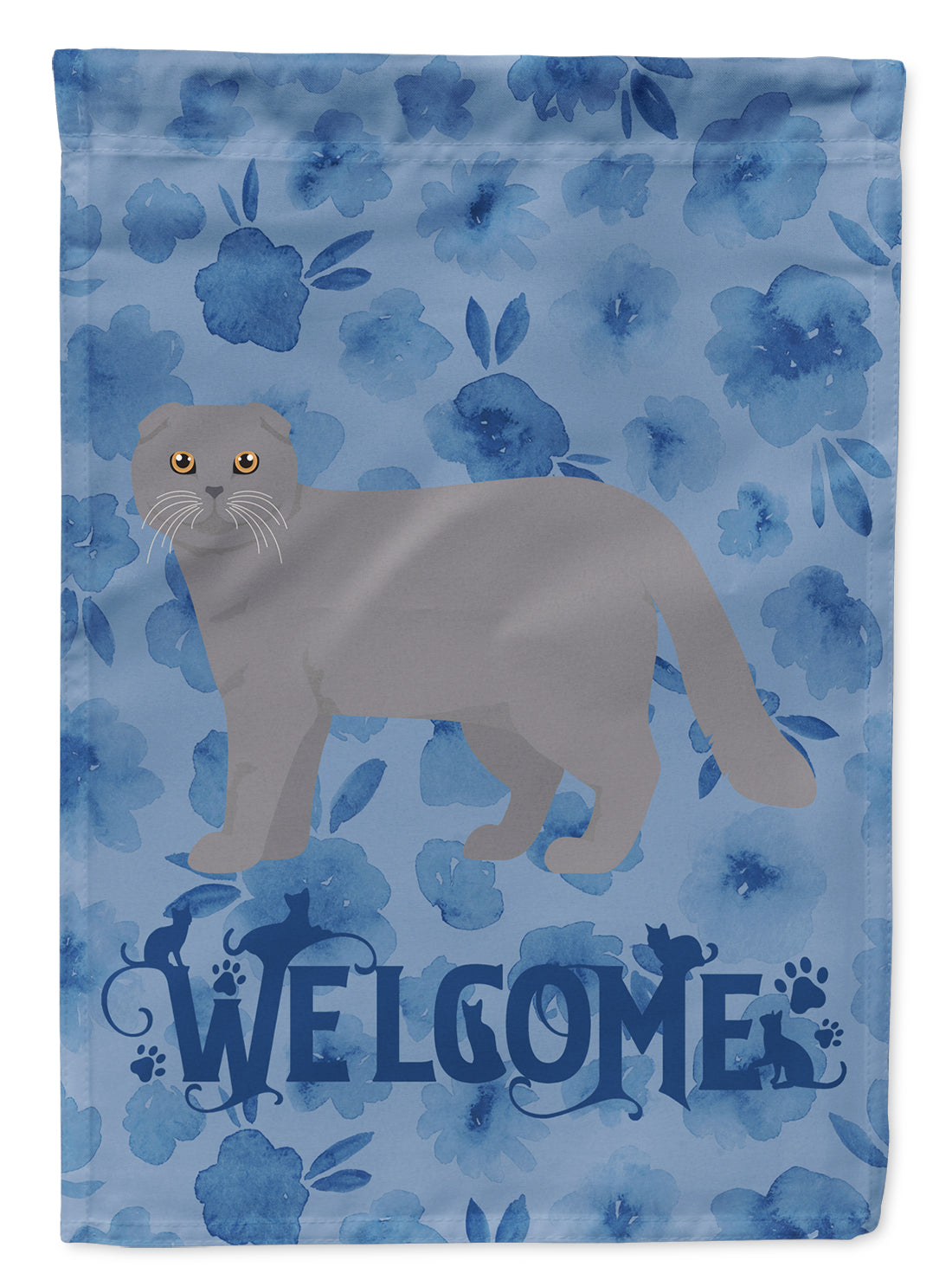 Scottish Fold #1 Cat Welcome Flag Canvas House Size CK4970CHF  the-store.com.