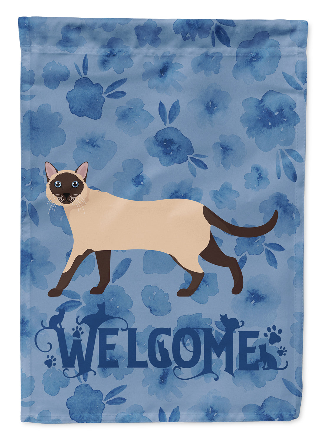 Siamese Traditional #2 Cat Welcome Flag Canvas House Size CK4979CHF  the-store.com.