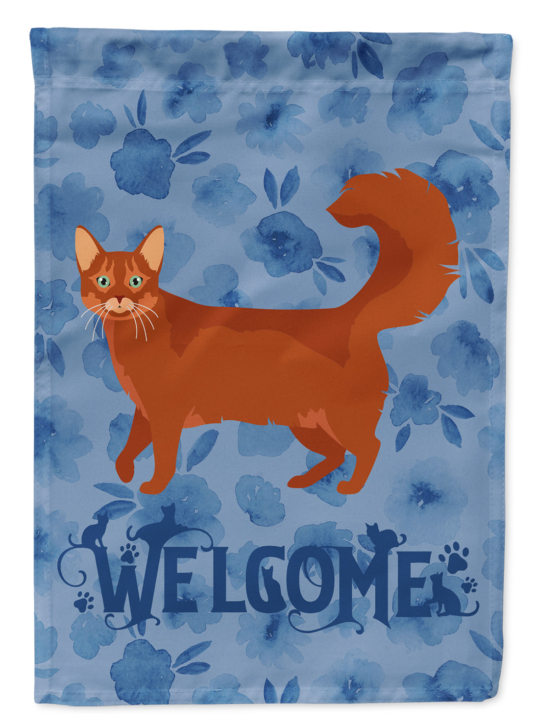 Somali Cat Welcome Flag Canvas House Size CK4988CHF  the-store.com.