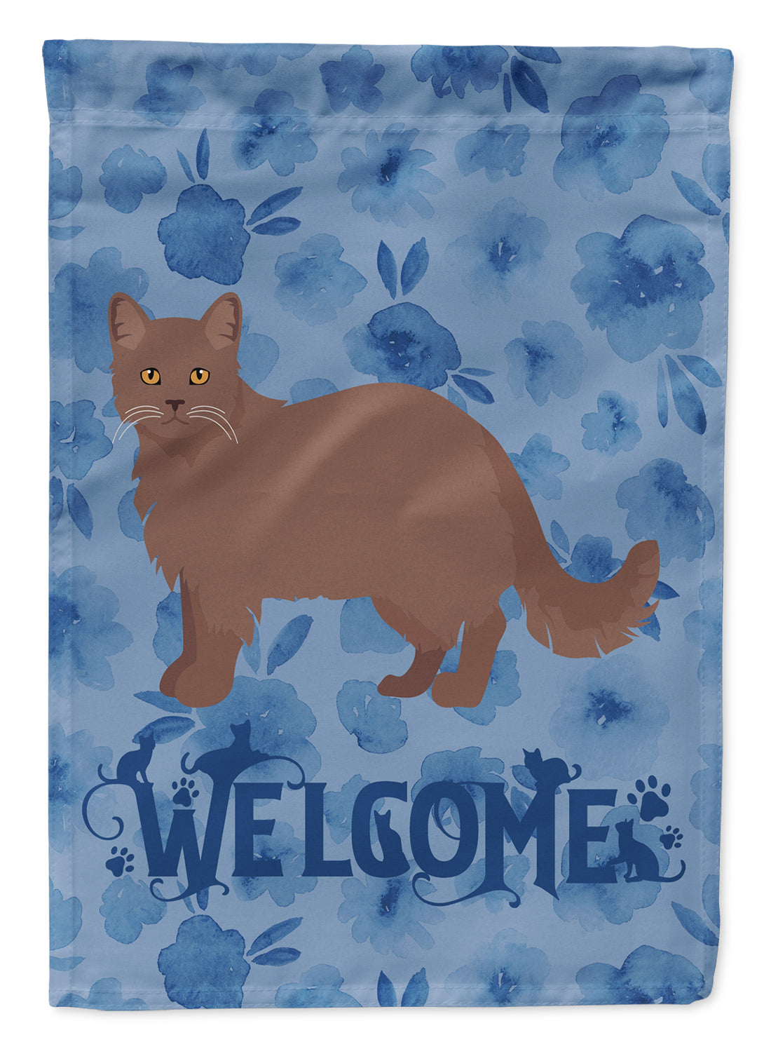 York Chocolate #1 Cat Welcome Flag Canvas House Size CK5003CHF  the-store.com.