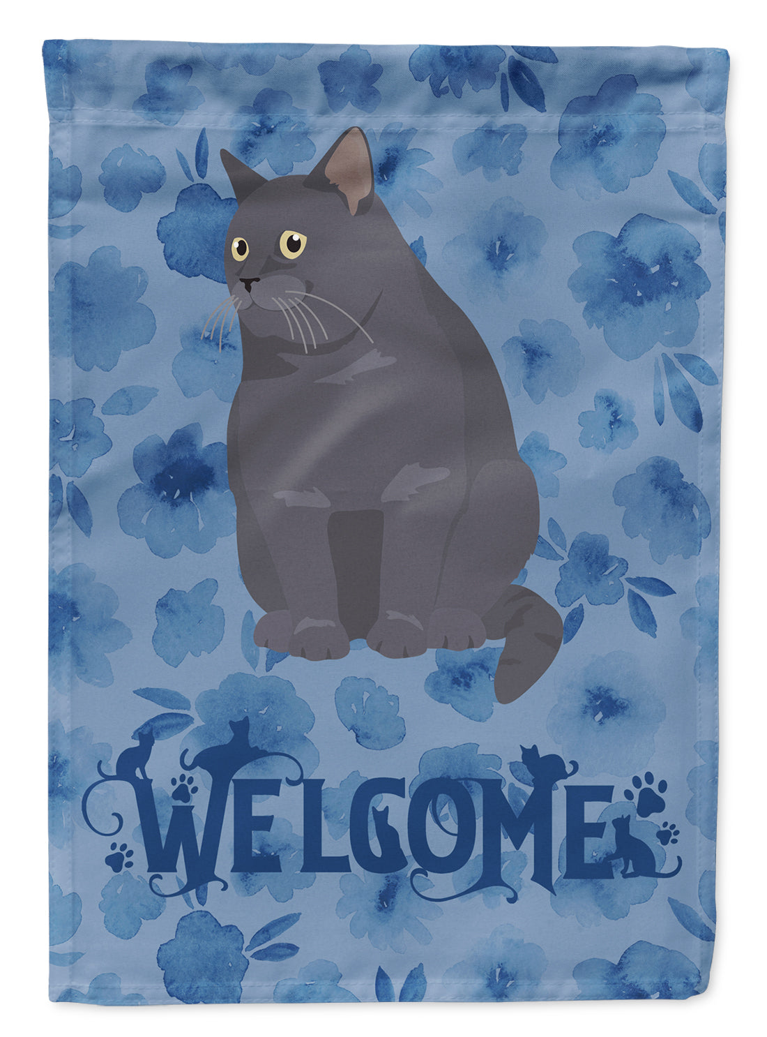 British Shorthair #2 Cat Welcome Flag Canvas House Size CK5018CHF  the-store.com.