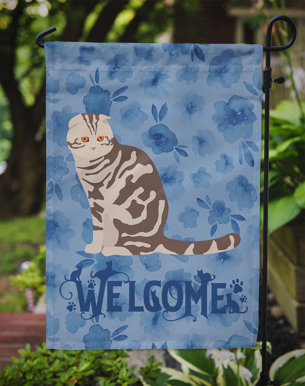 Foldex Exotic Fold Cat Welcome Flag Garden Size CK5034GF  the-store.com.