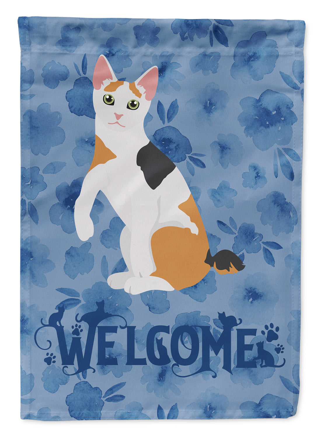 Japanese Bobtail Cat Welcome Flag Garden Size CK5037GF  the-store.com.