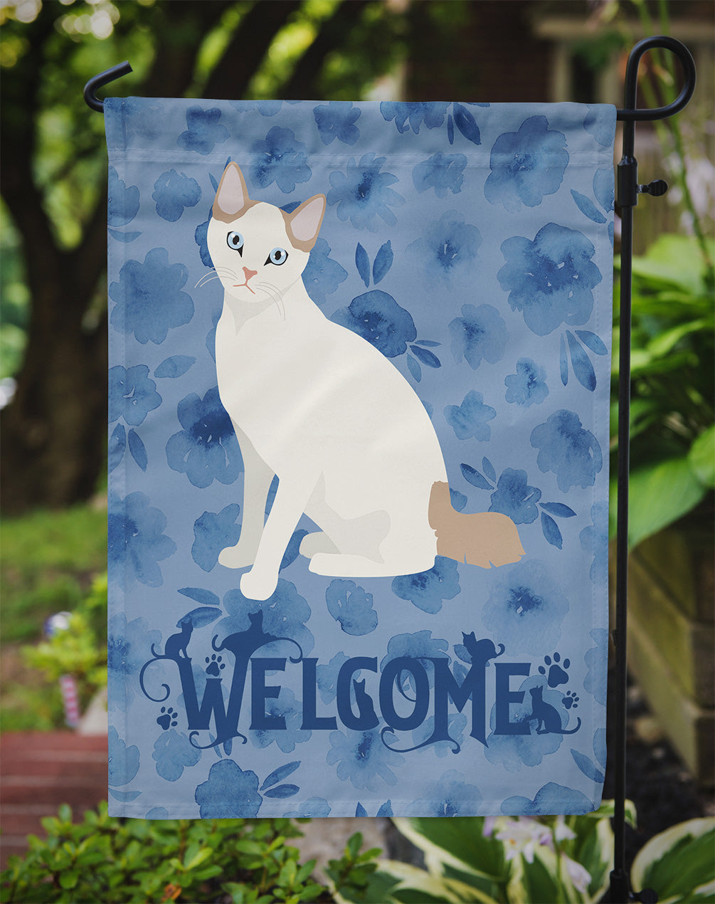 Korean Bobtail Cat Welcome Flag Garden Size CK5040GF  the-store.com.