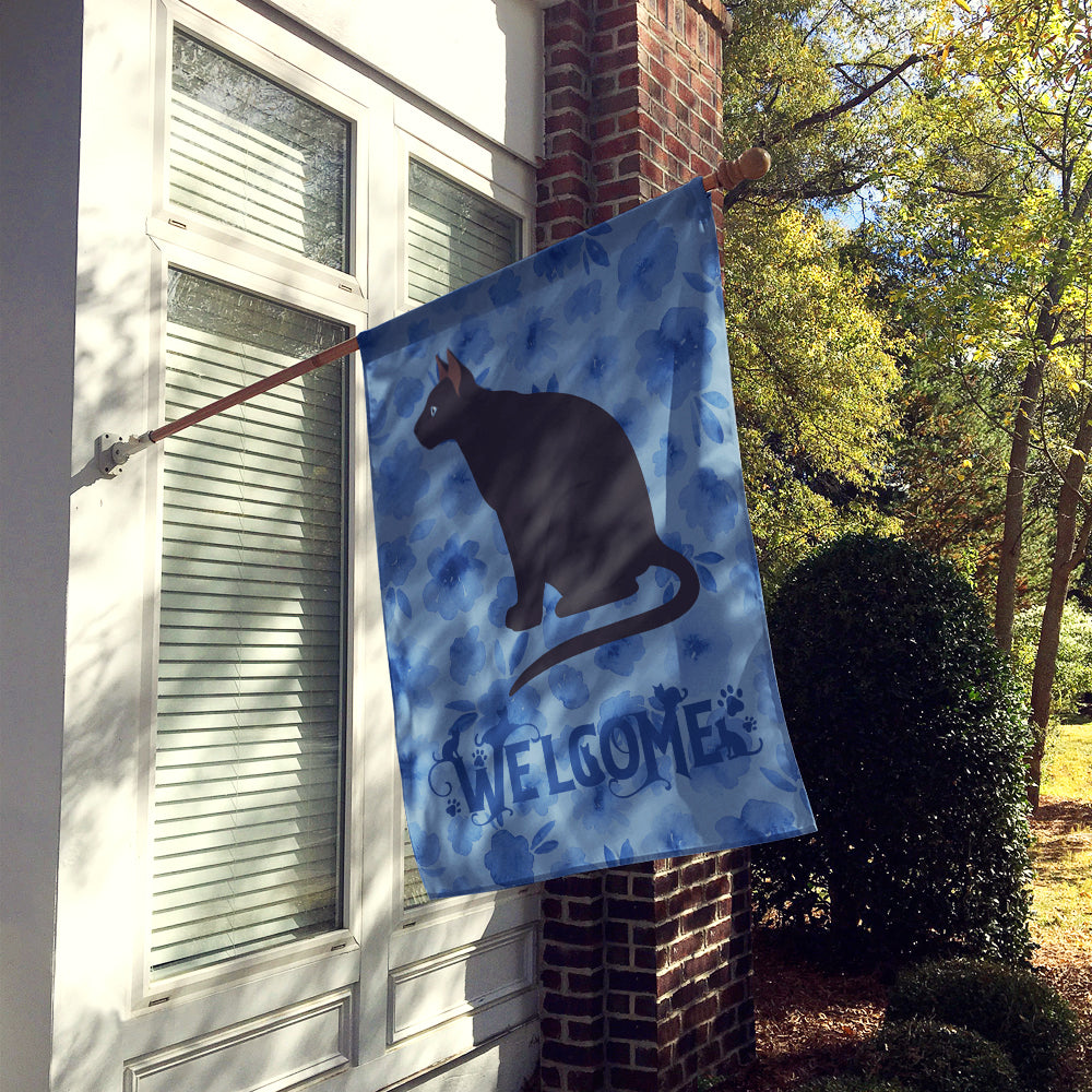 Ojos Azules Cat Welcome Flag Canvas House Size CK5047CHF  the-store.com.