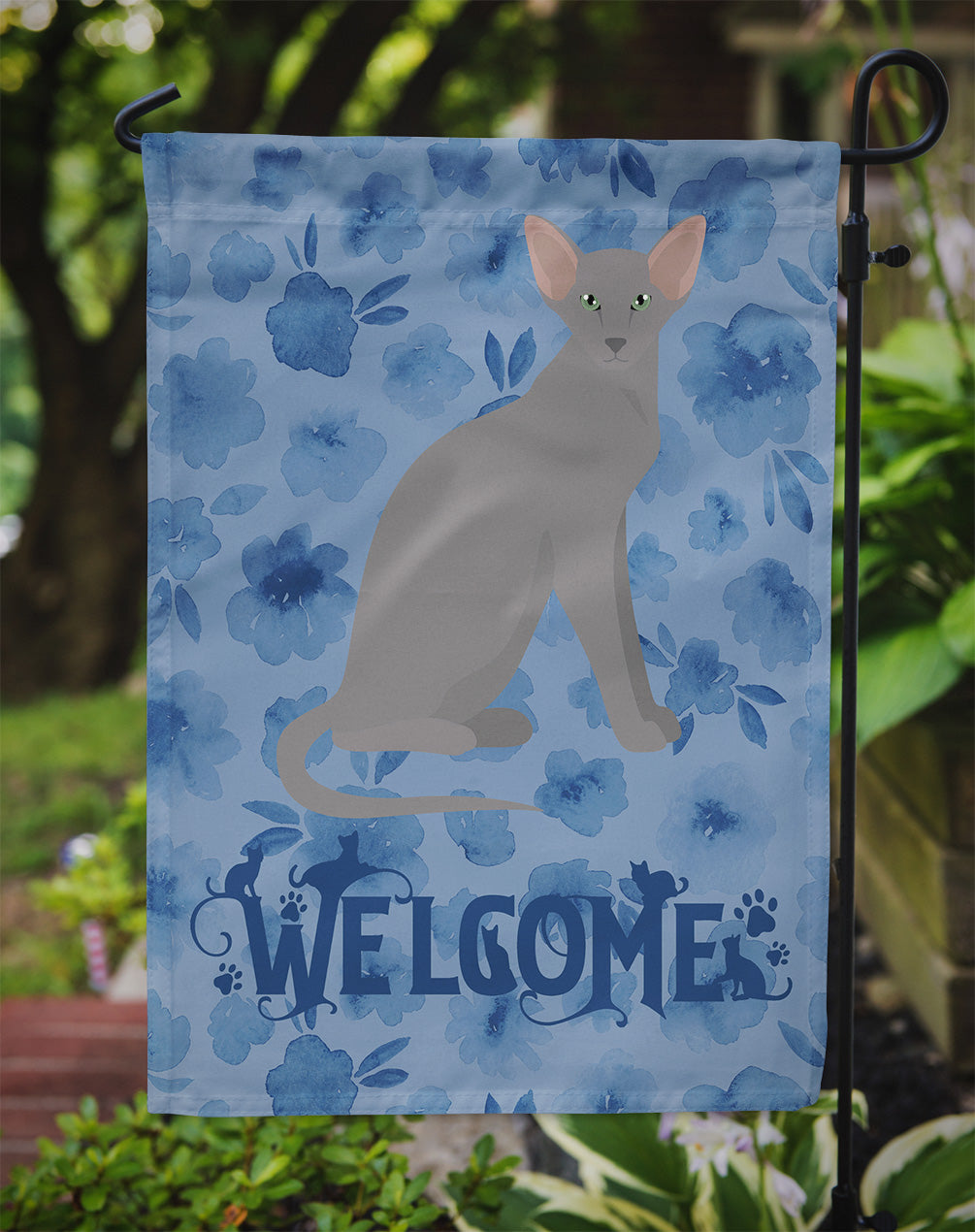 Oriental Shorthair Cat Welcome Flag Garden Size CK5049GF  the-store.com.