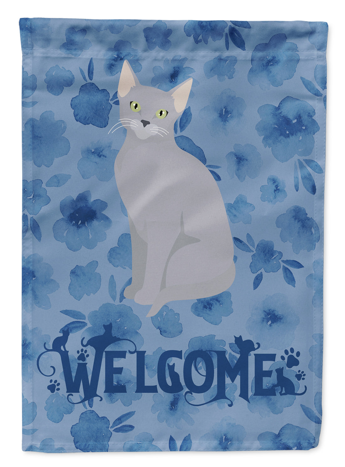 Russian Blue Cat Welcome Flag Garden Size CK5054GF  the-store.com.