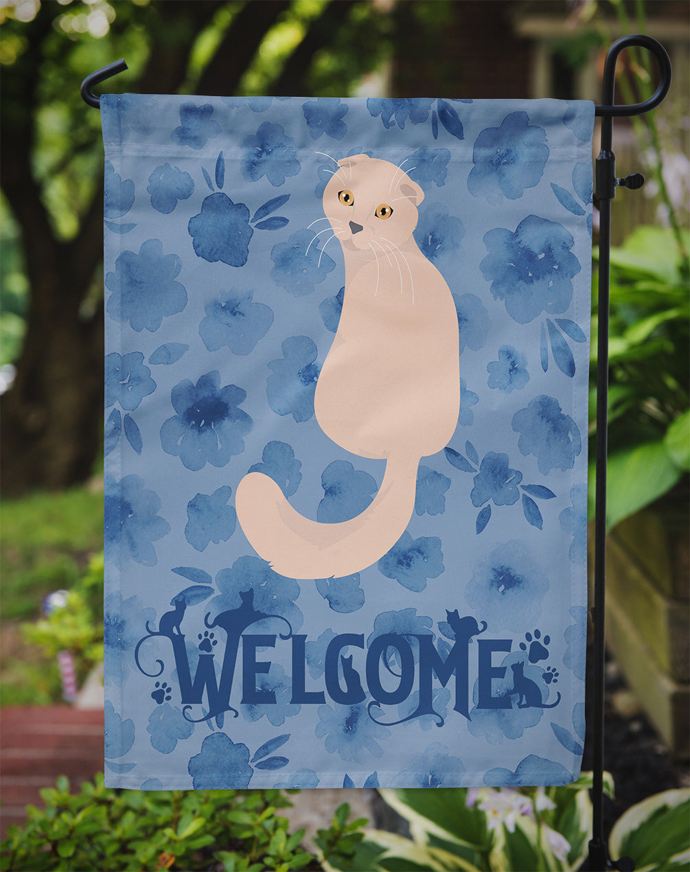 Scottish Fold Cat Welcome Flag Garden Size CK5055GF  the-store.com.