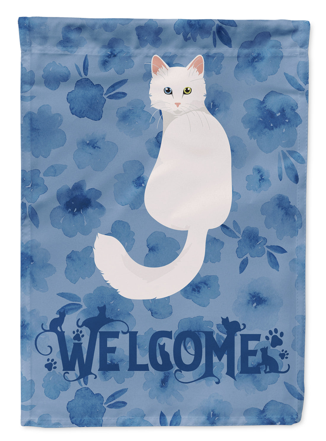 Turkish Angora Cat Welcome Flag Garden Size CK5073GF  the-store.com.