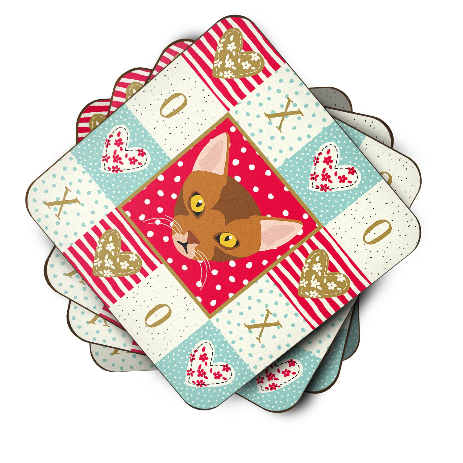 Set of 4 Abyssinian Cat Love Foam Coasters Set of 4 CK5077FC - the-store.com