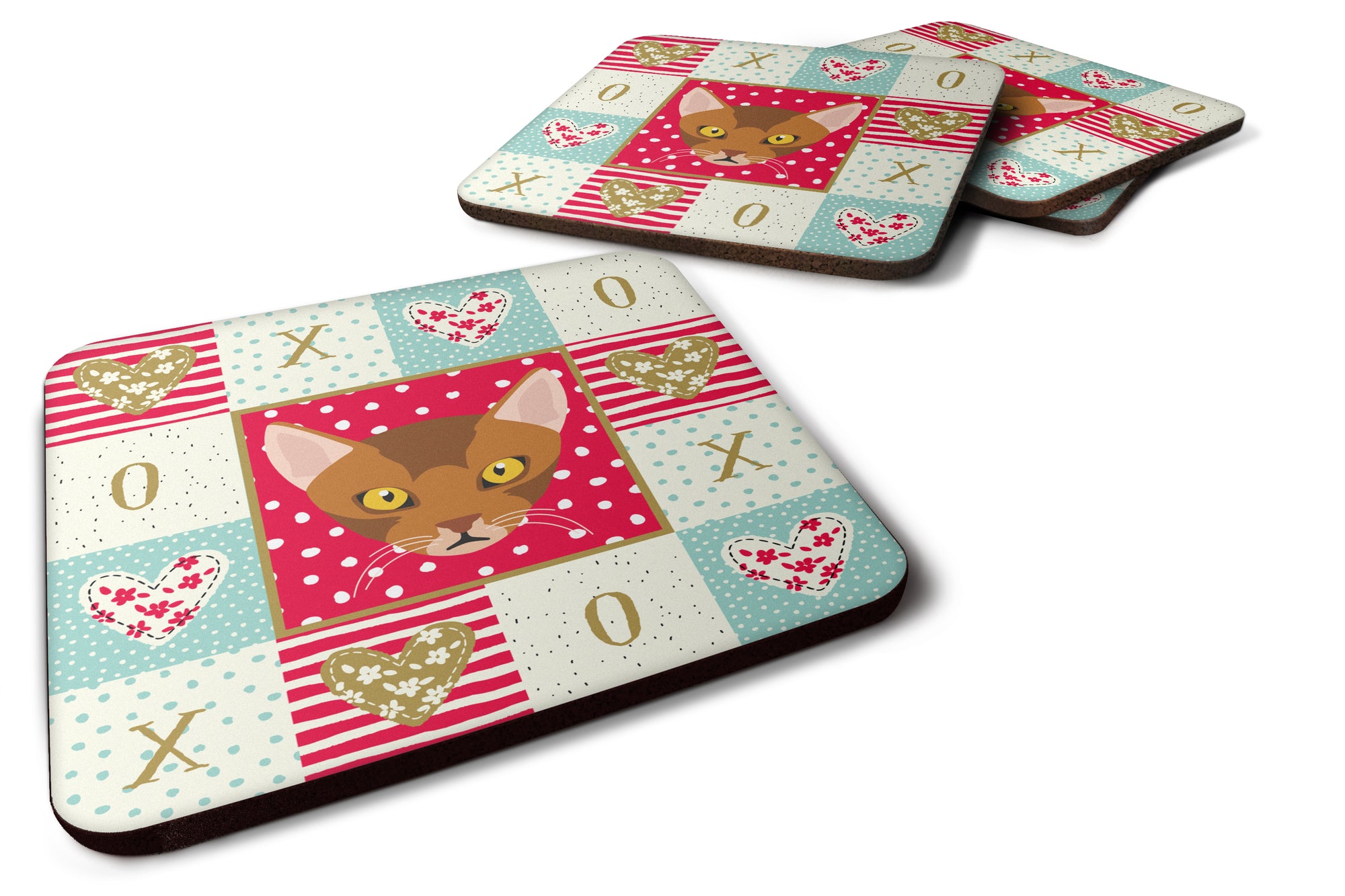 Set of 4 Abyssinian Cat Love Foam Coasters Set of 4 CK5077FC - the-store.com