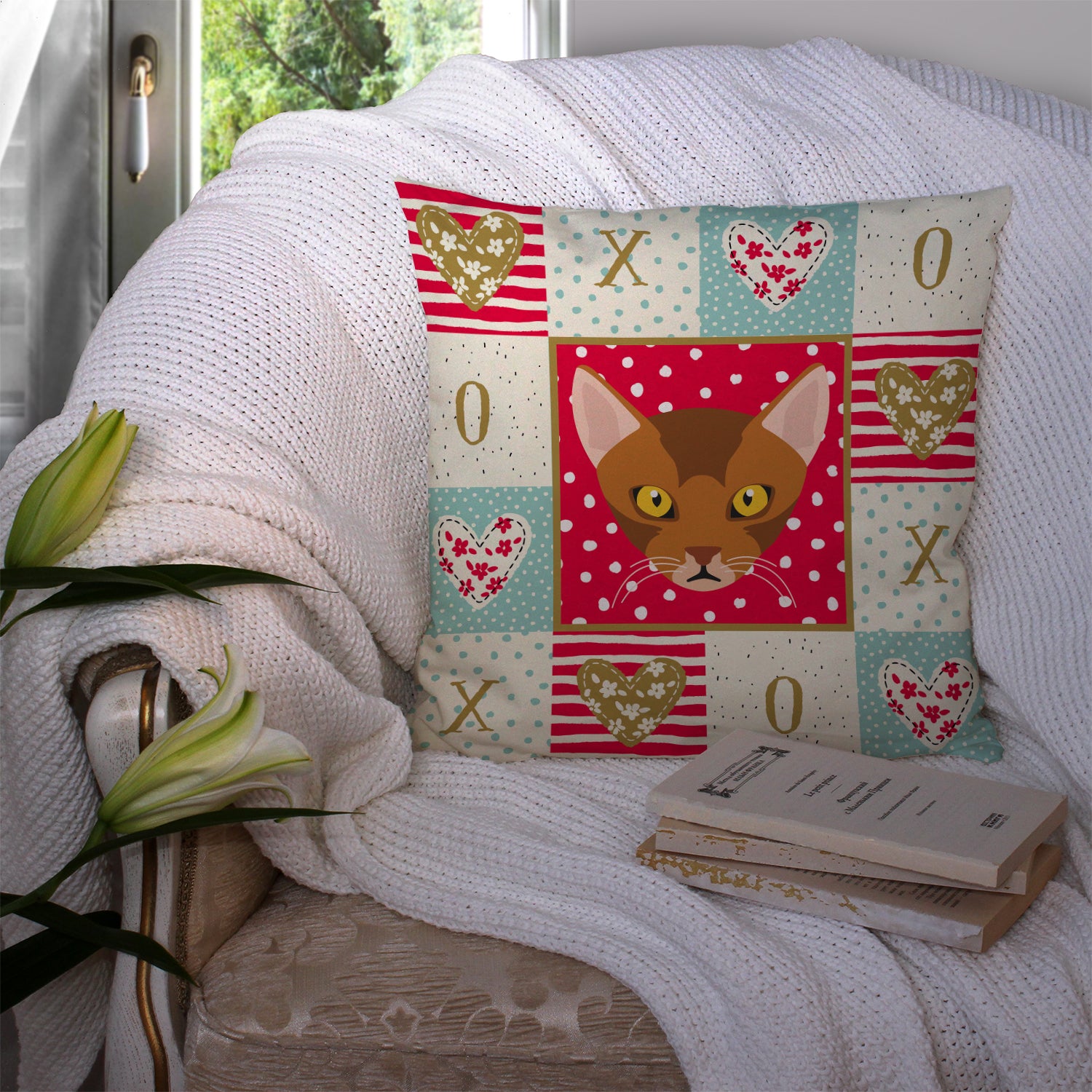 Abyssinian Cat Love Fabric Decorative Pillow CK5077PW1414 - the-store.com