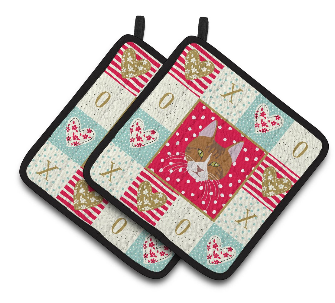 Aegean Cat Love Pair of Pot Holders CK5078PTHD by Caroline's Treasures