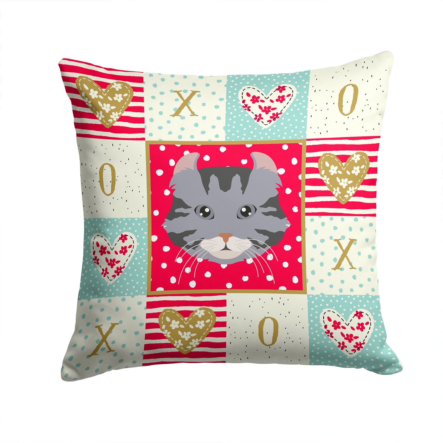 American Curl Cat Love Fabric Decorative Pillow CK5080PW1414 - the-store.com