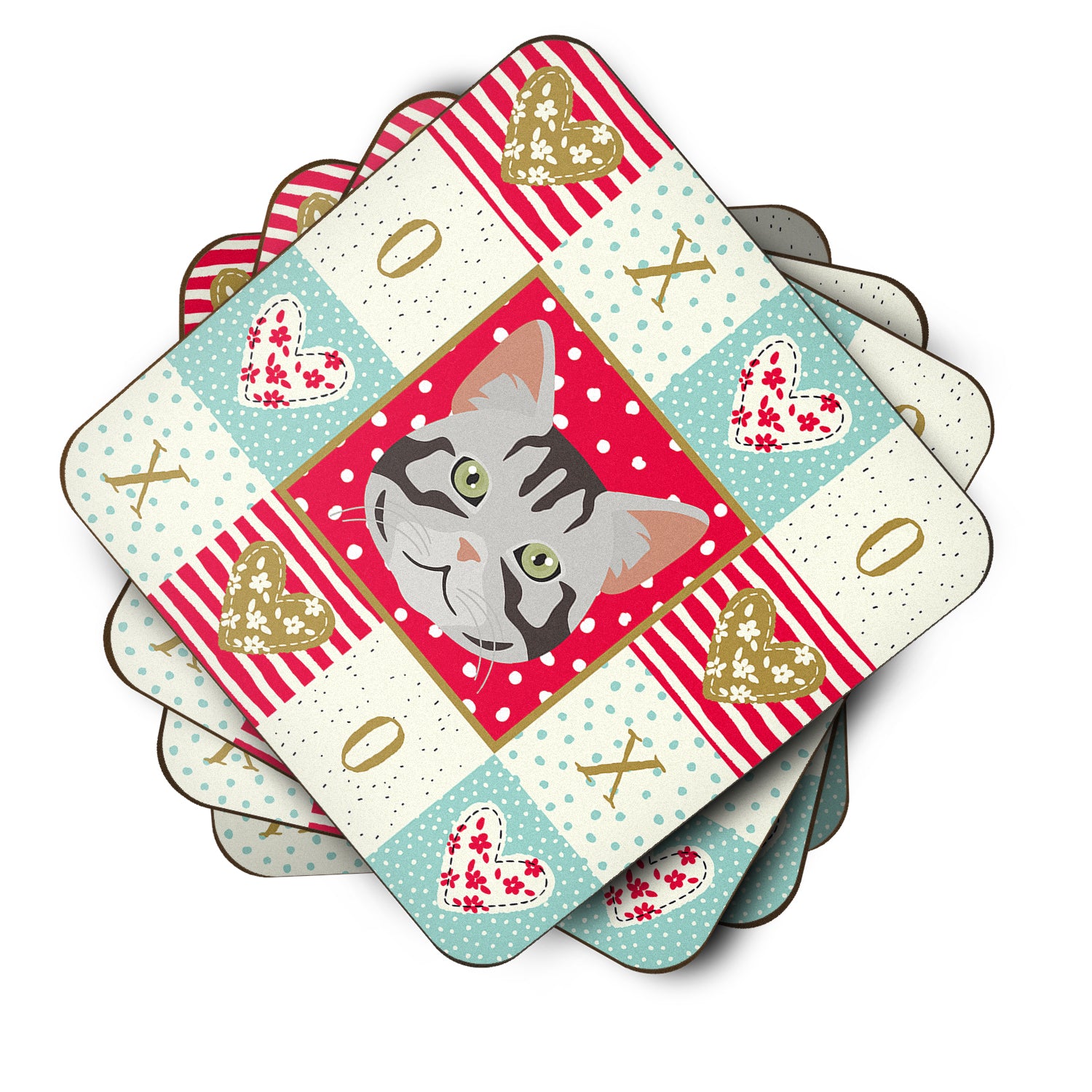 Set of 4 American Shorthair Cat Love Foam Coasters Set of 4 CK5082FC - the-store.com