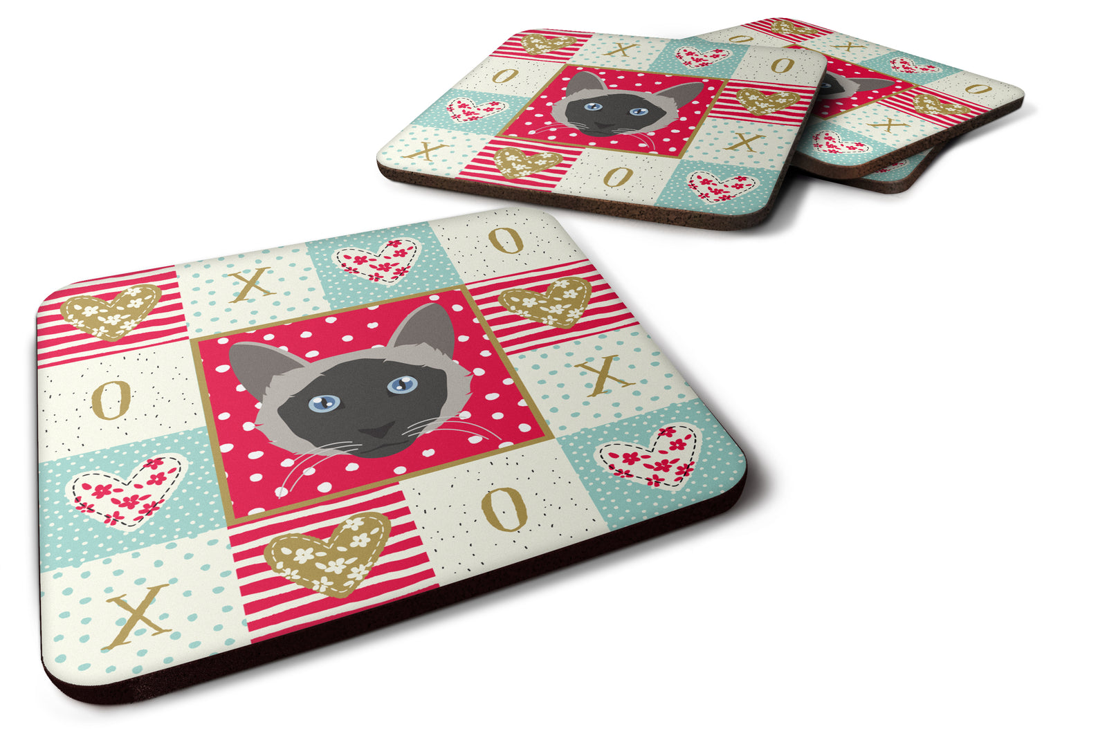 Set of 4 Balinese Cat Love Foam Coasters Set of 4 CK5087FC - the-store.com