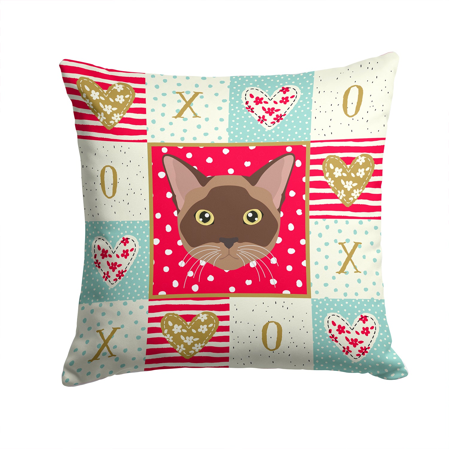 Burmese Cat Love Fabric Decorative Pillow CK5096PW1414 - the-store.com