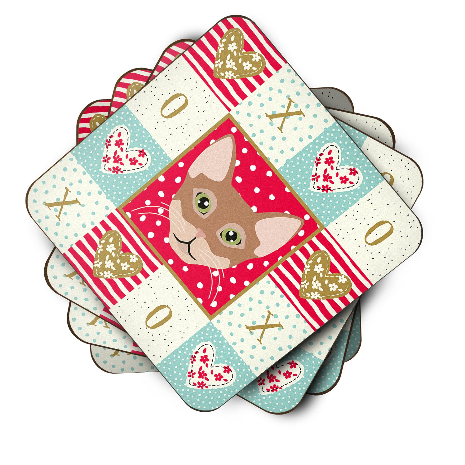 Set of 4 Chausie Cat Love Foam Coasters Set of 4 CK5101FC - the-store.com