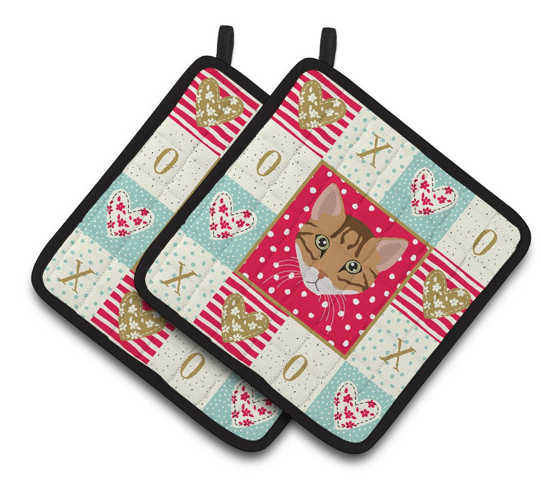 Cheetoh Cat Love Pair of Pot Holders CK5102PTHD by Caroline&#39;s Treasures