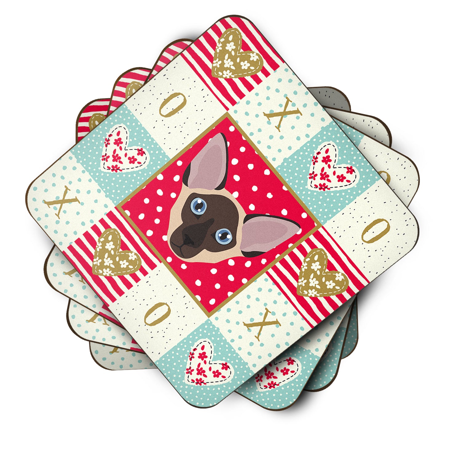 Set of 4 Colorpoint Shorthair Cat Love Foam Coasters Set of 4 CK5106FC - the-store.com