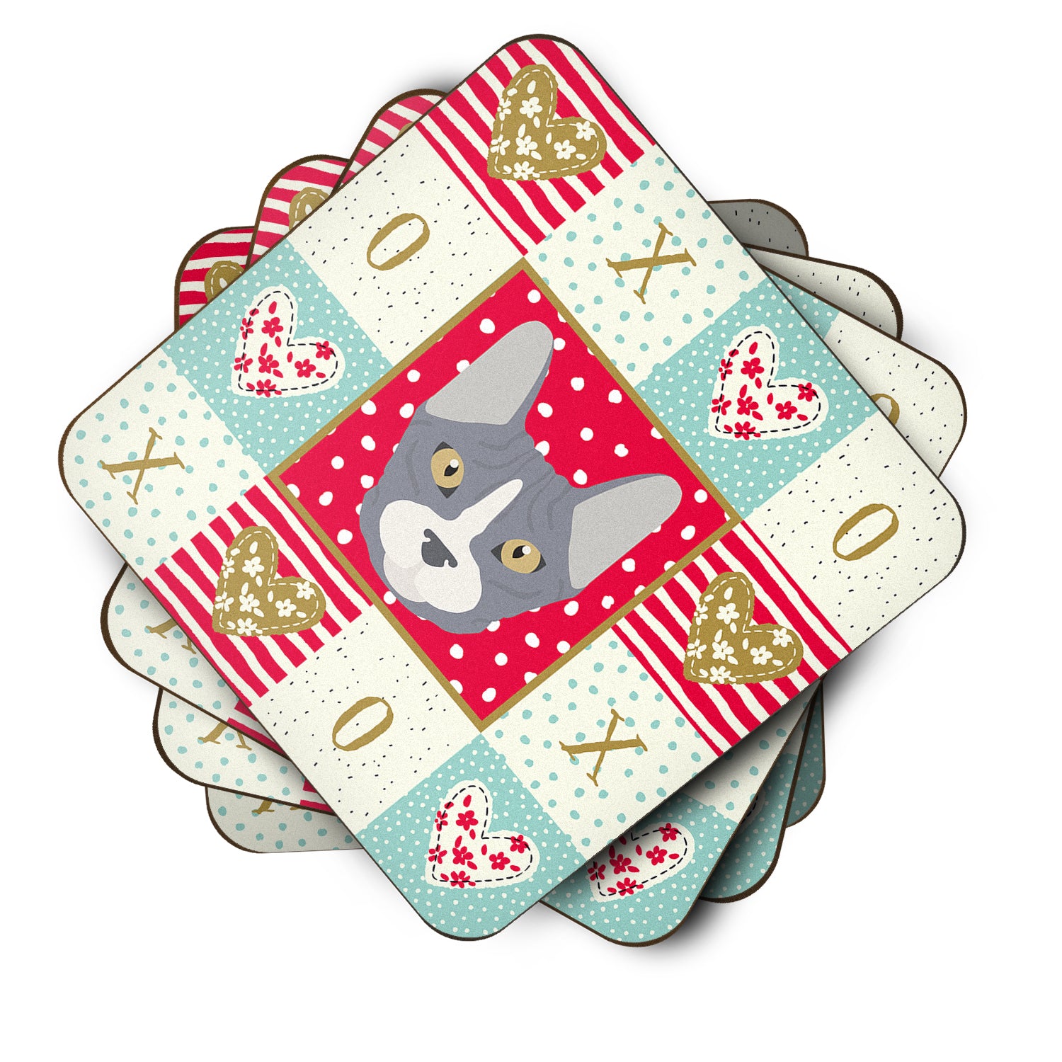 Set of 4 Don Sphynx Cat Love Foam Coasters Set of 4 CK5111FC - the-store.com