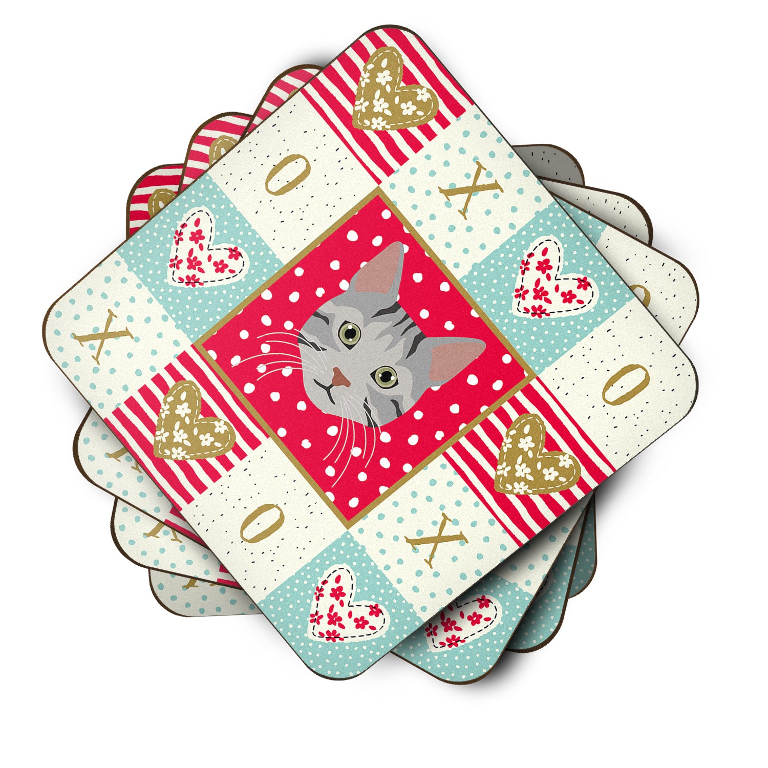 Set of 4 Egyptian Mau Cat Love Foam Coasters Set of 4 CK5114FC - the-store.com