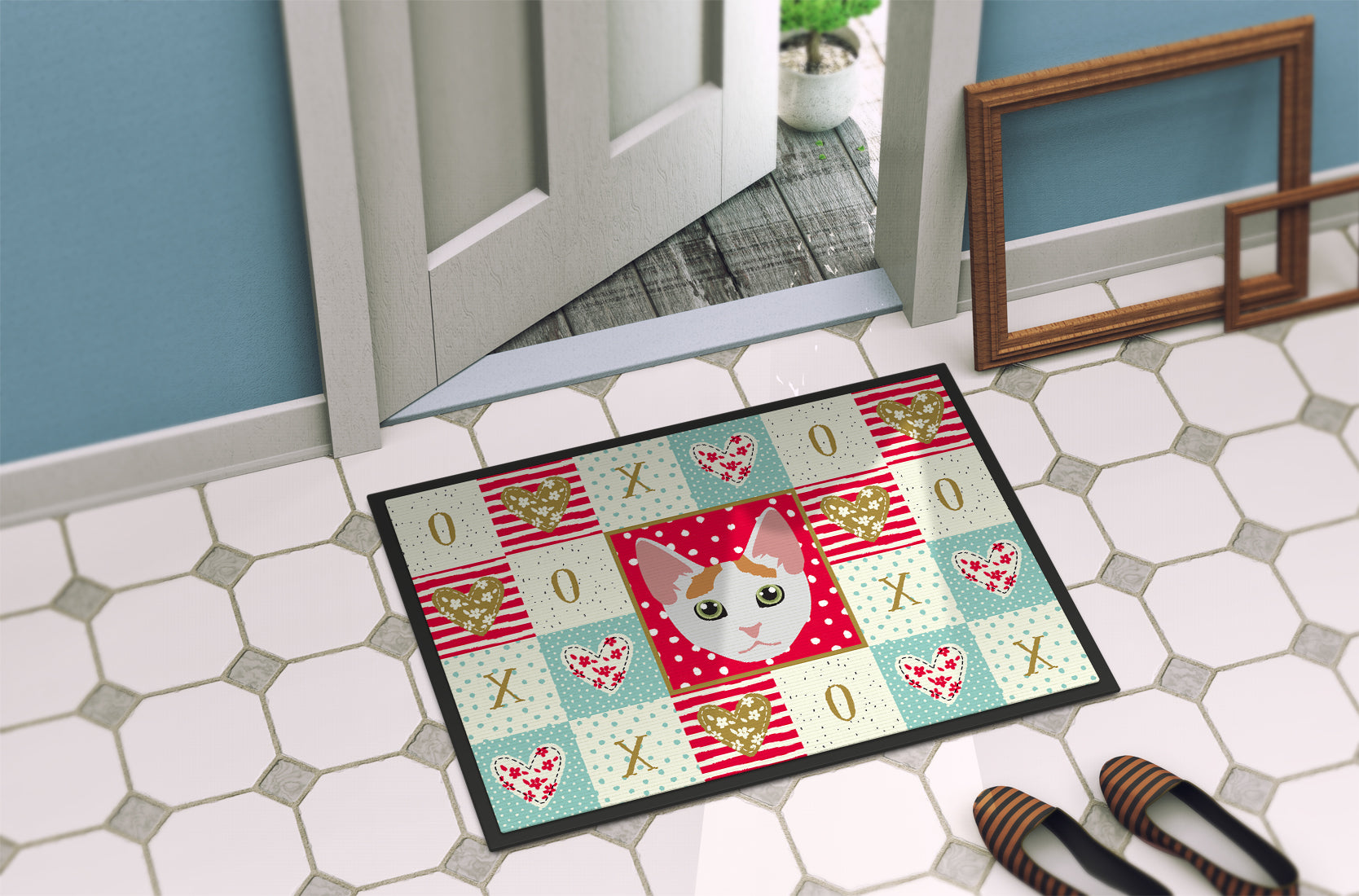 Japanese Bobtail Cat Love Indoor or Outdoor Mat 18x27 CK5122MAT - the-store.com