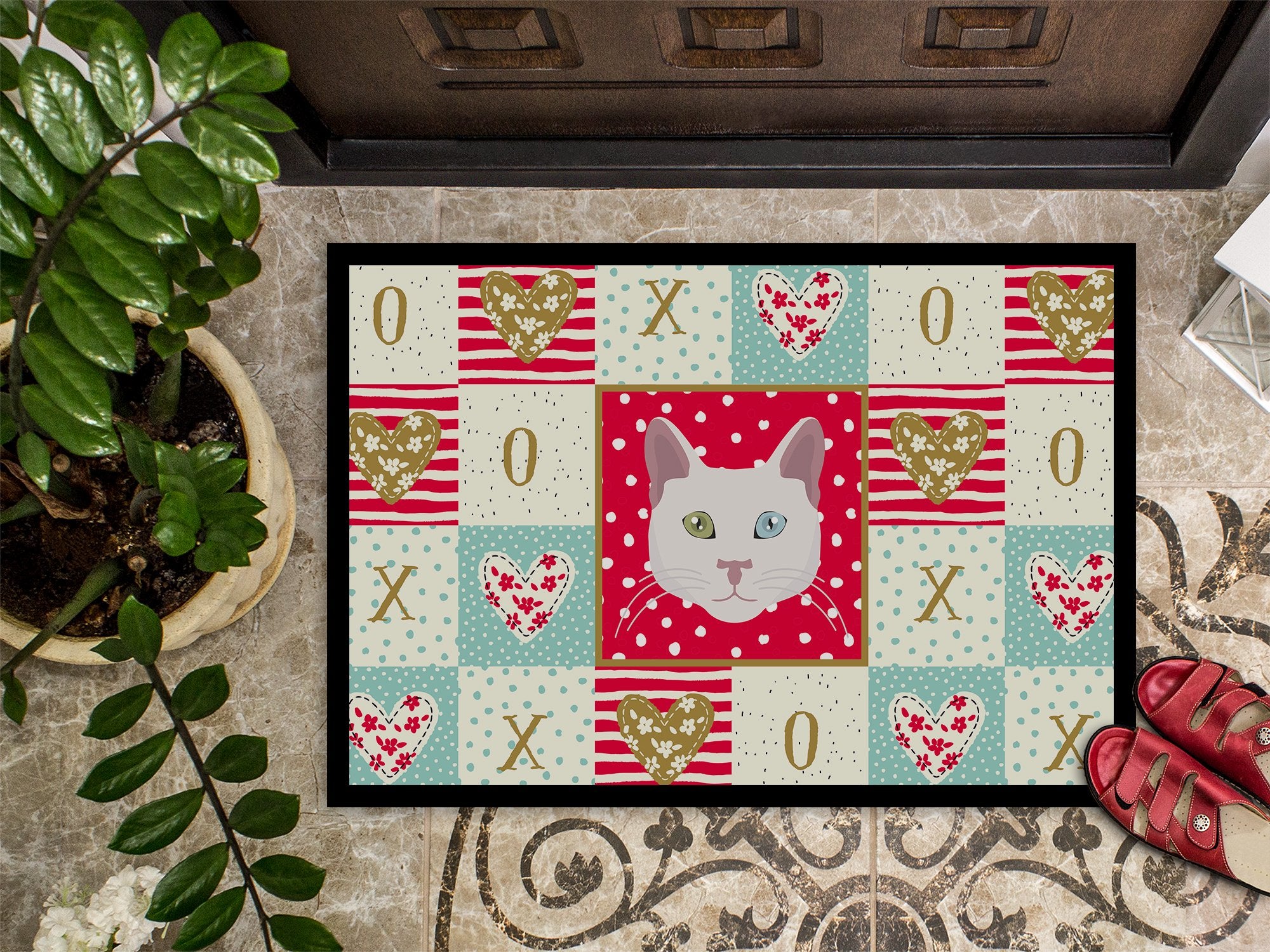 Khao Manee Cat Love Indoor or Outdoor Mat 24x36 CK5123JMAT by Caroline's Treasures