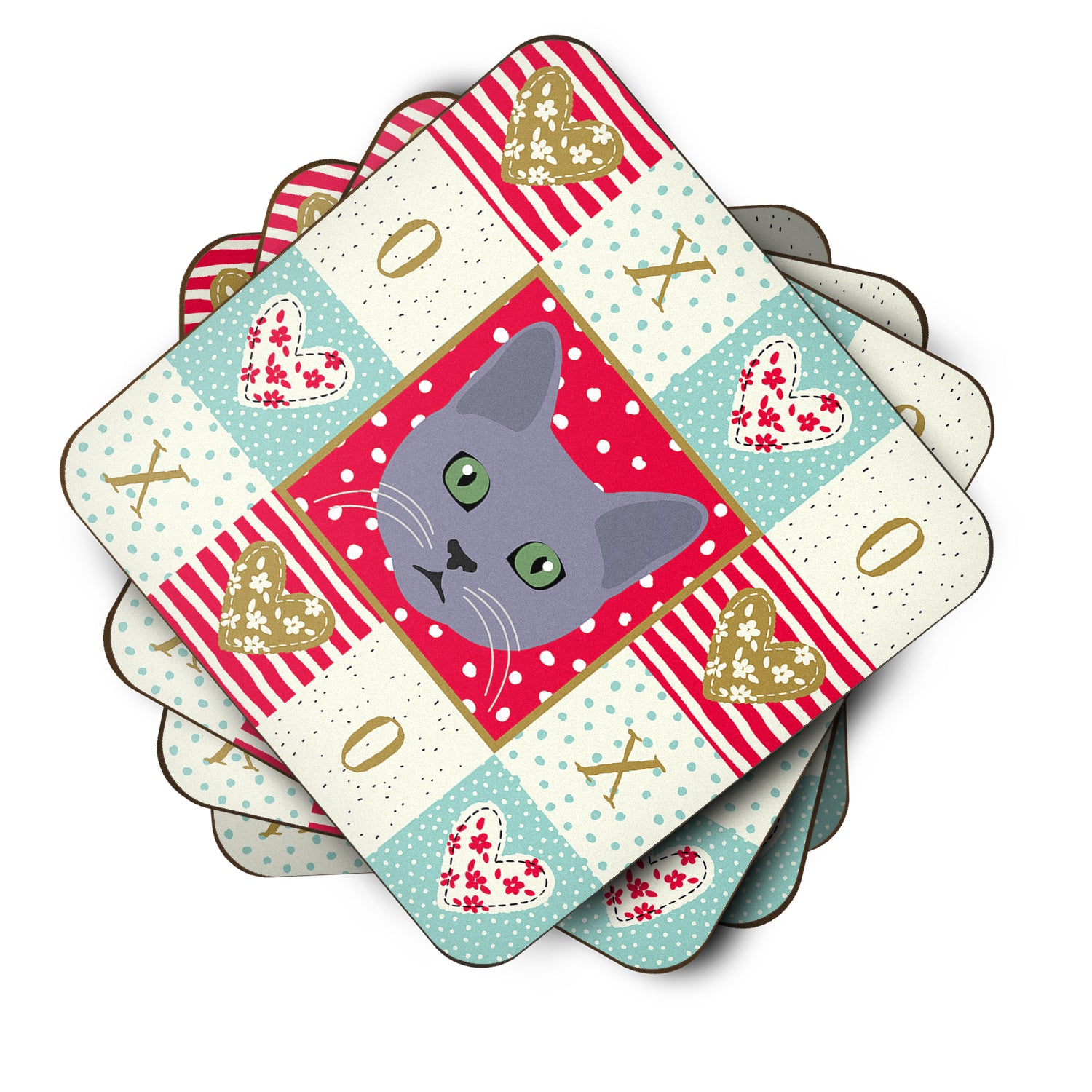 Set of 4 Korat Cat Love Foam Coasters Set of 4 CK5124FC - the-store.com