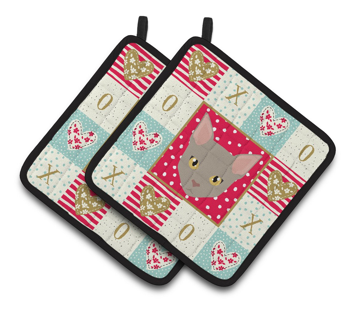 Malayan Cat Love Pair of Pot Holders CK5130PTHD by Caroline's Treasures