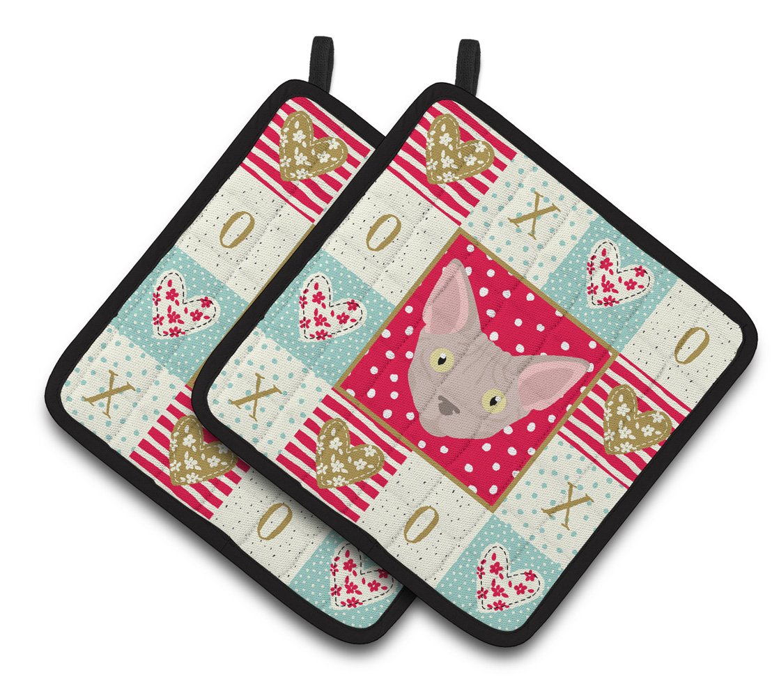 Minskin Cat Love Pair of Pot Holders CK5133PTHD by Caroline's Treasures