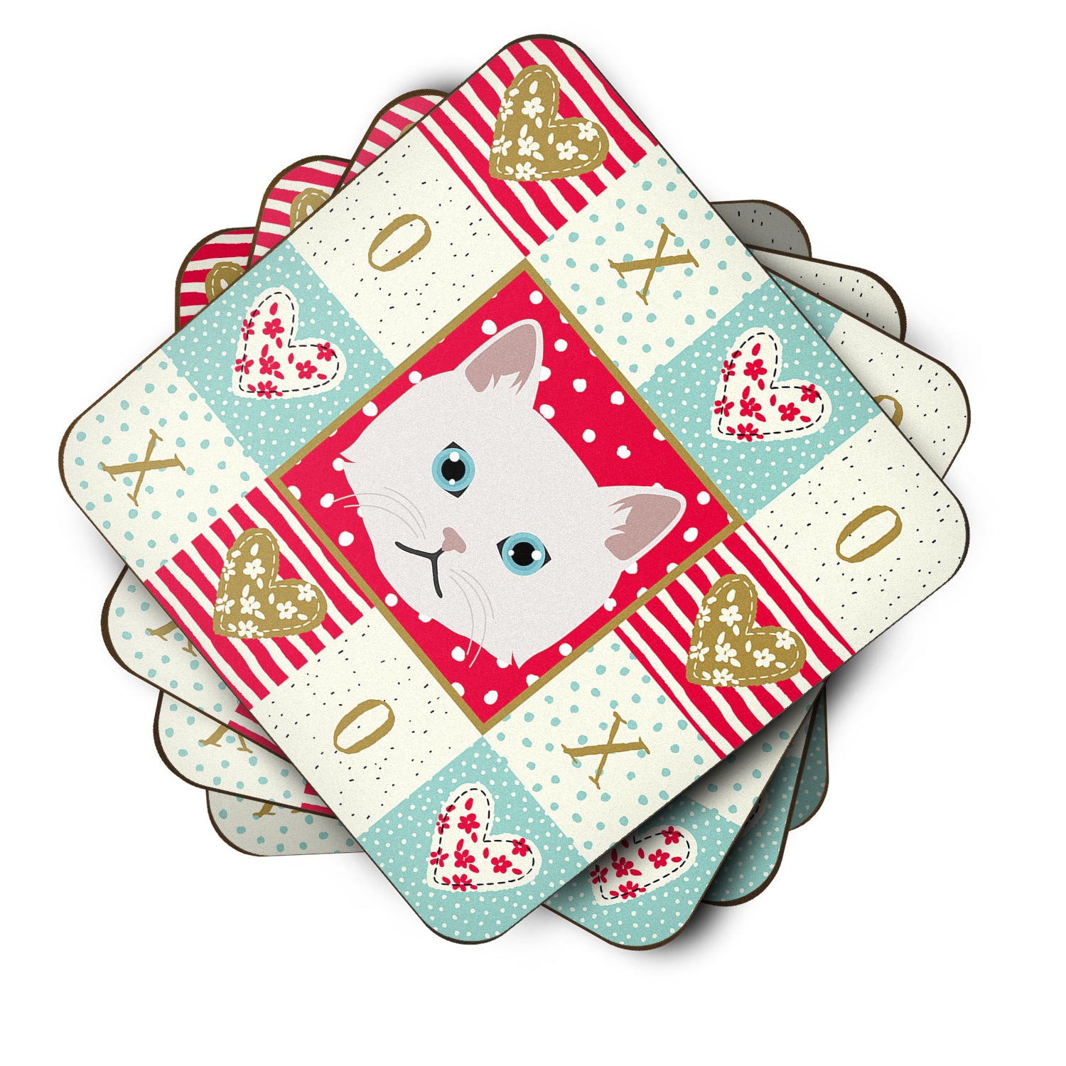 Set of 4 Napoleon Cat Love Foam Coasters Set of 4 CK5135FC - the-store.com