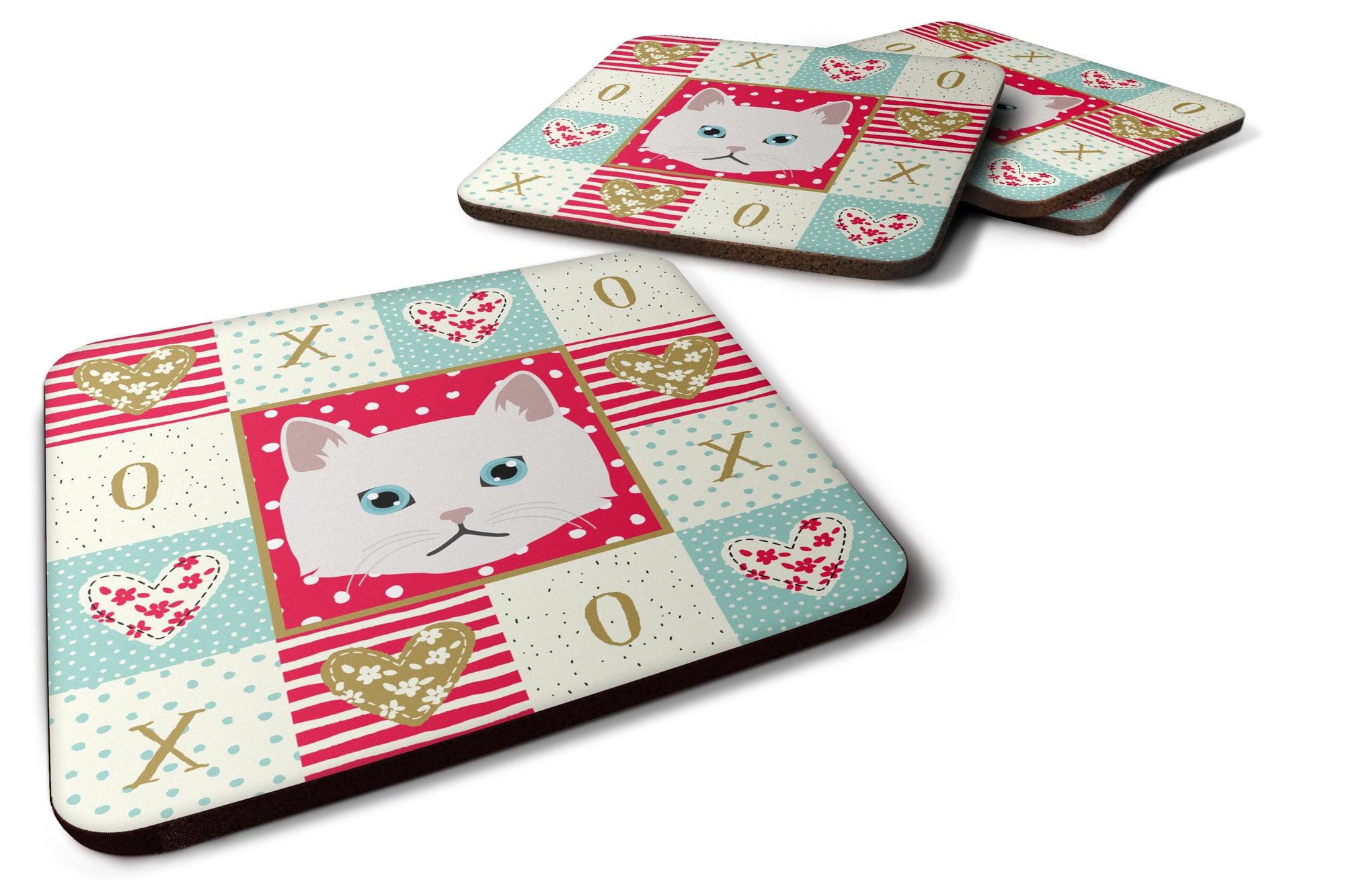 Set of 4 Napoleon Cat Love Foam Coasters Set of 4 CK5135FC - the-store.com