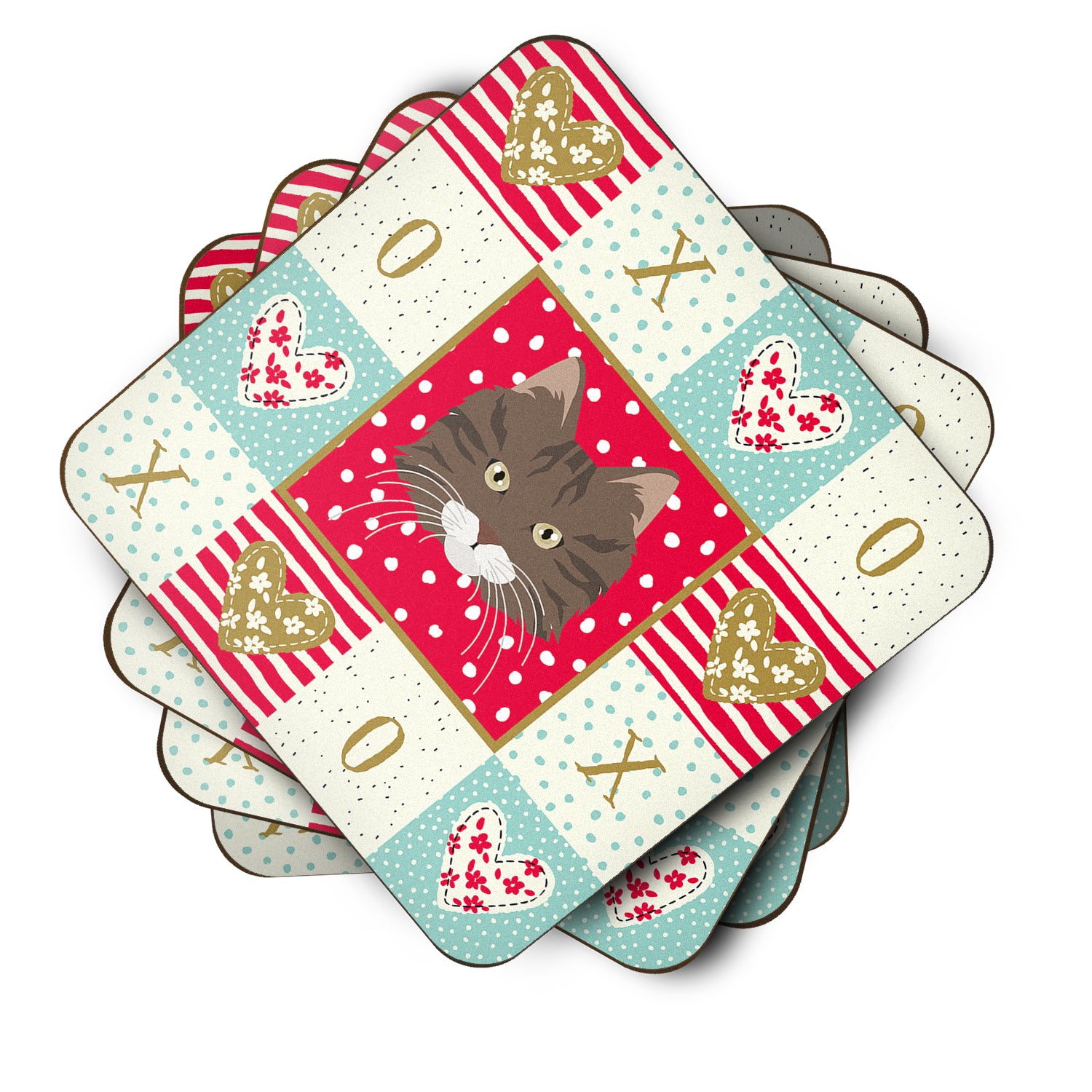 Set of 4 Norwegian Forest Cat Love Foam Coasters Set of 4 CK5137FC - the-store.com