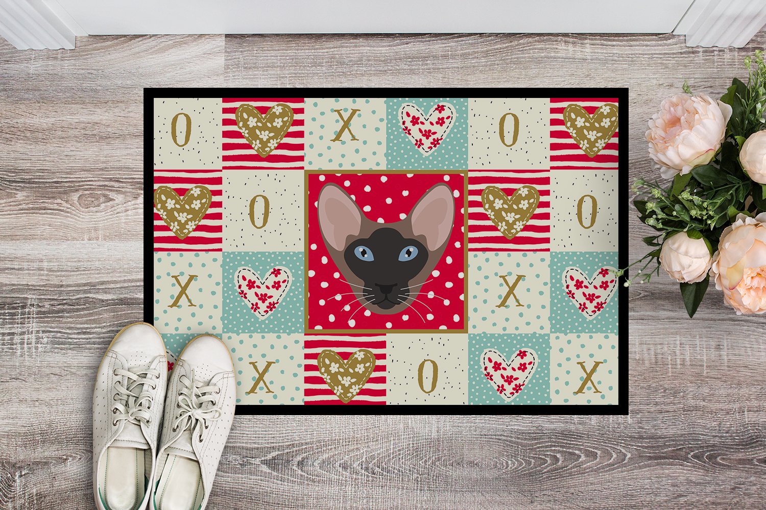 Oriental Bicolor Cat Love Indoor or Outdoor Mat 24x36 CK5141JMAT by Caroline's Treasures