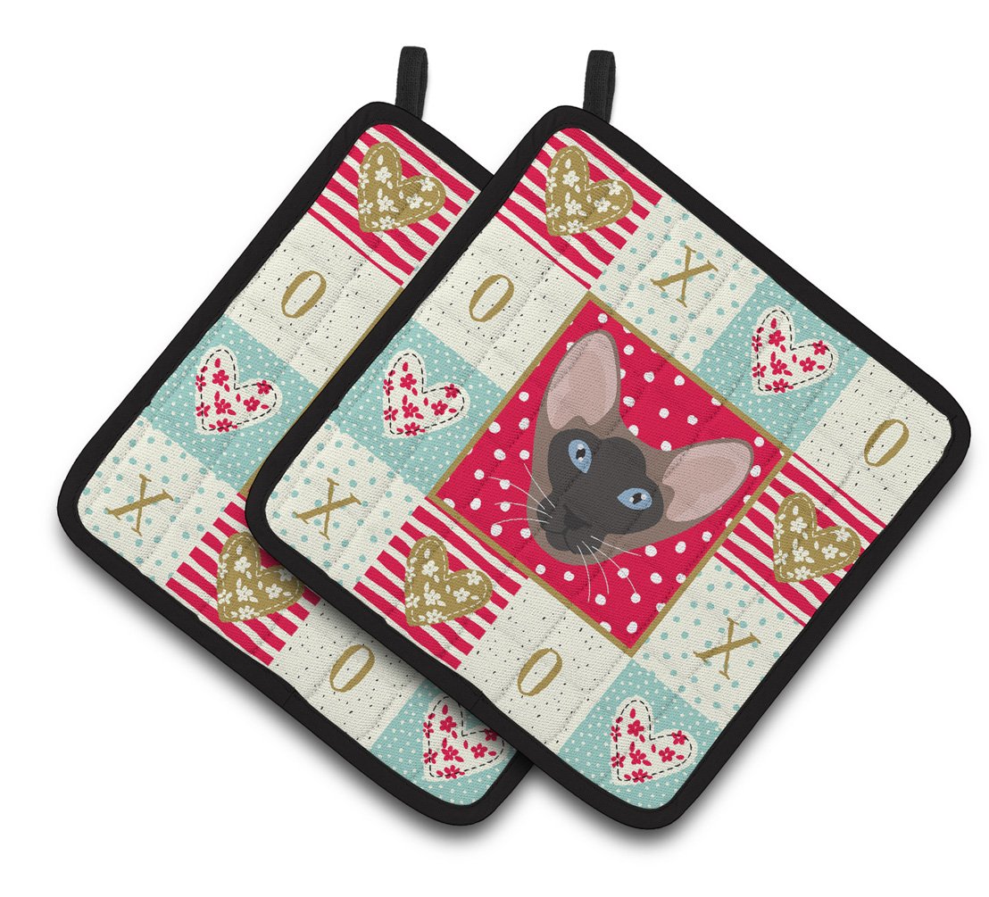 Oriental Bicolor Cat Love Pair of Pot Holders CK5141PTHD by Caroline's Treasures