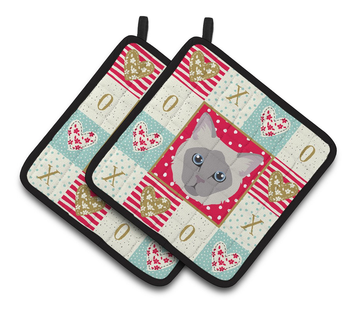 Owyhee Bob Cat Love Pair of Pot Holders CK5144PTHD by Caroline's Treasures