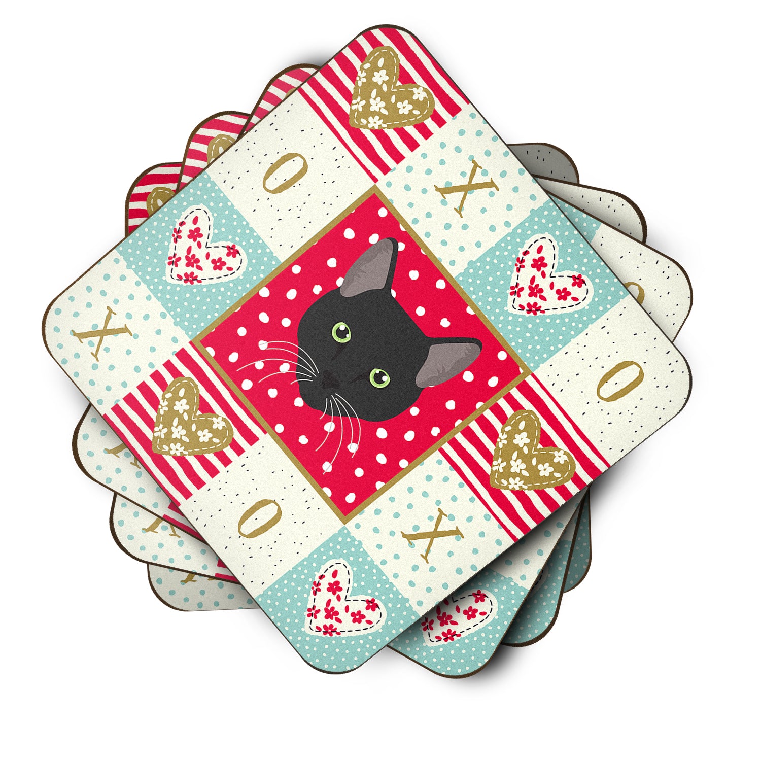 Set of 4 Pantherette Cat Love Foam Coasters Set of 4 CK5145FC - the-store.com