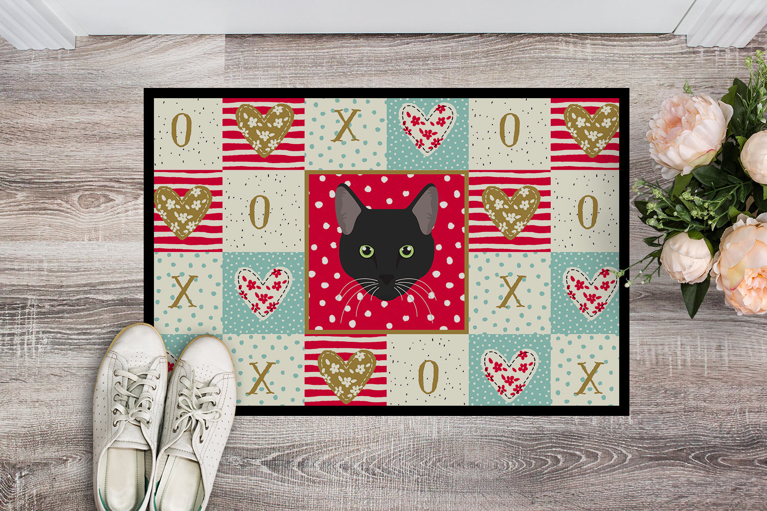 Pantherette Cat Love Indoor or Outdoor Mat 18x27 CK5145MAT - the-store.com