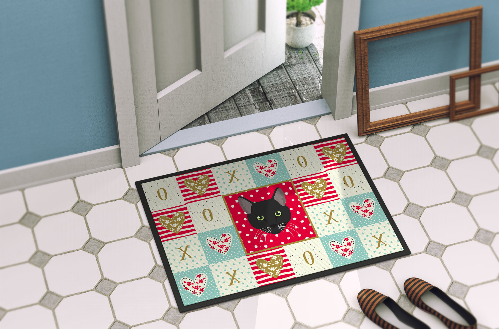 Pantherette Cat Love Indoor or Outdoor Mat 18x27 CK5145MAT - the-store.com