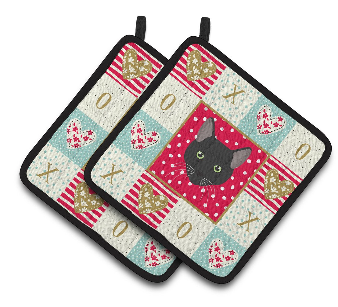 Pantherette Cat Love Pair of Pot Holders CK5145PTHD by Caroline&#39;s Treasures