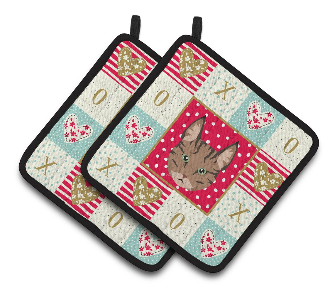 Pixie Bob Cat Love Pair of Pot Holders CK5149PTHD by Caroline's Treasures