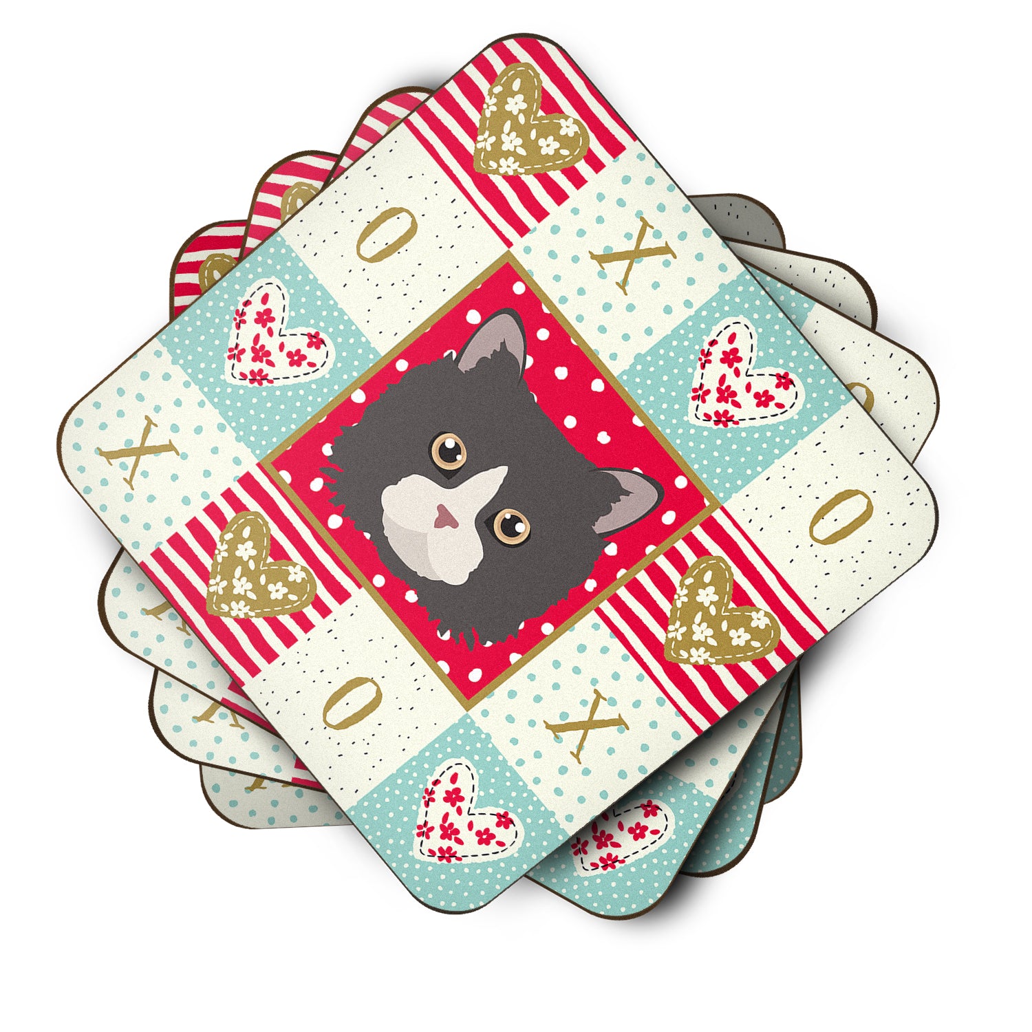 Set of 4 Poodle Cat Love Foam Coasters Set of 4 CK5150FC - the-store.com