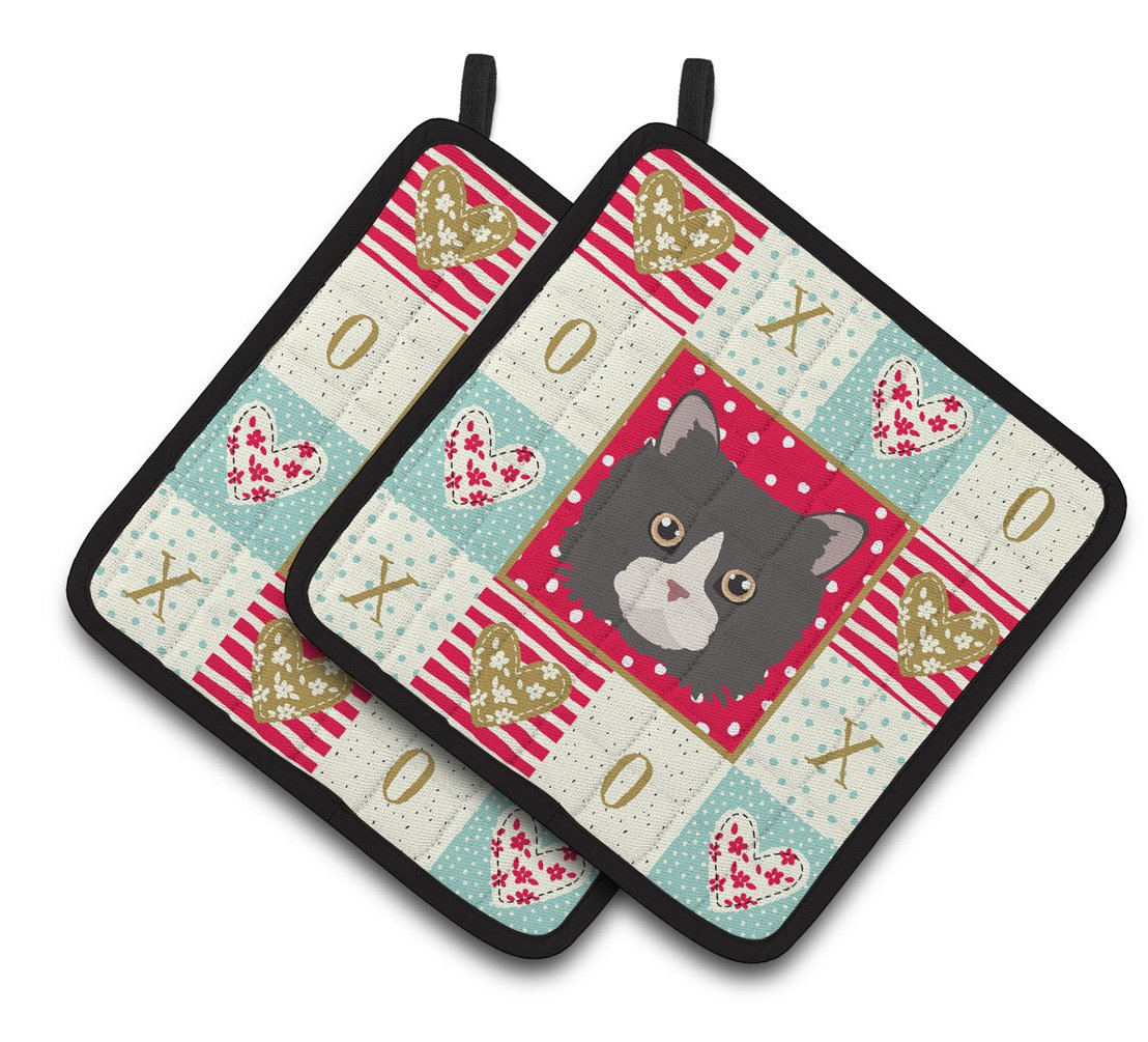 Poodle Cat Love Pair of Pot Holders CK5150PTHD by Caroline&#39;s Treasures