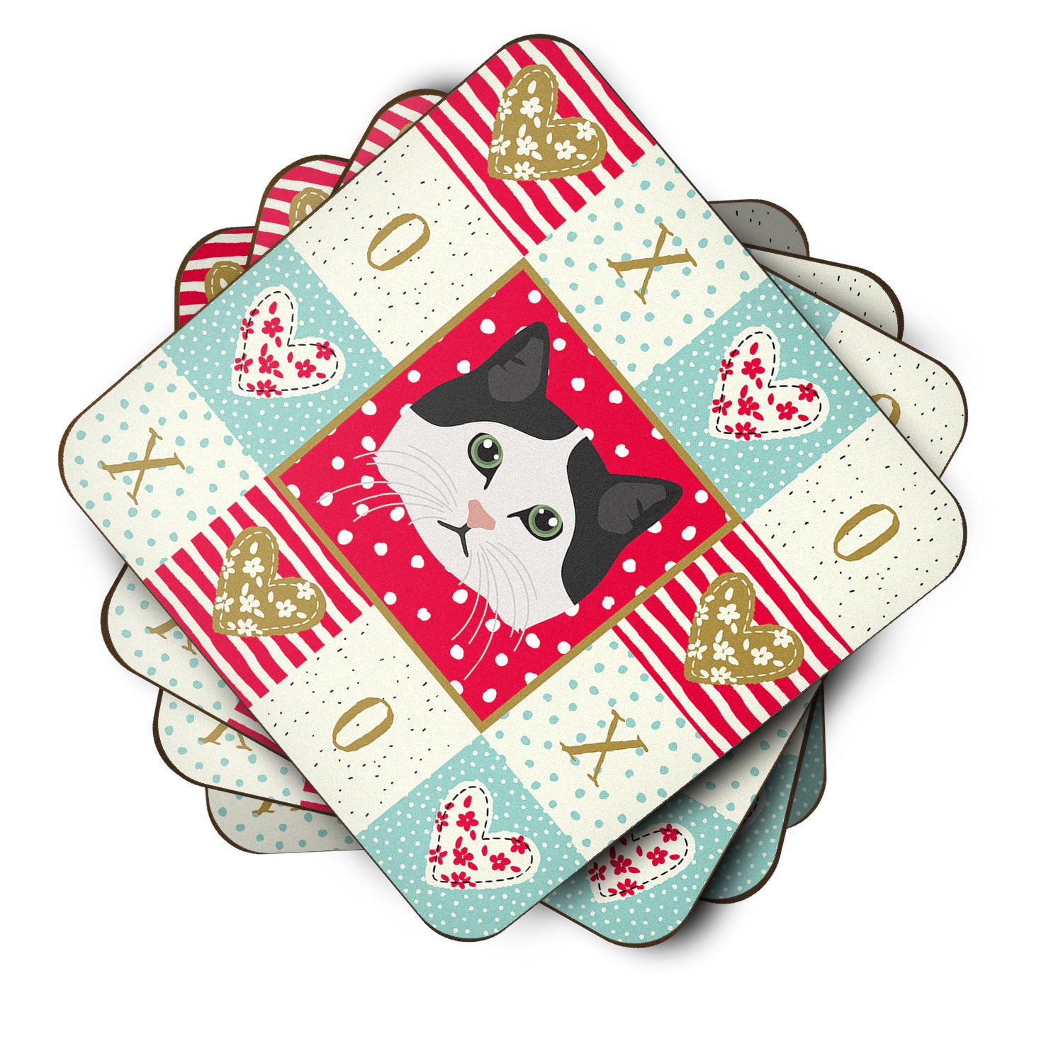 Set of 4 Ragamuffin Cat Love Foam Coasters Set of 4 CK5152FC - the-store.com