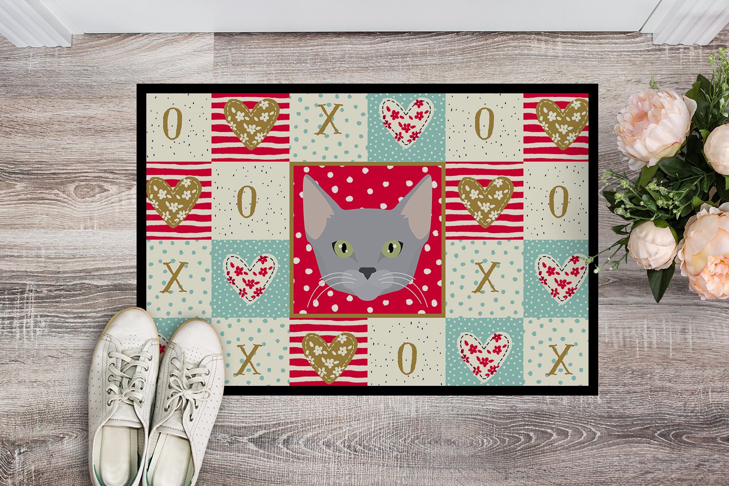 Russian Blue Cat Love Indoor or Outdoor Mat 24x36 CK5154JMAT by Caroline's Treasures