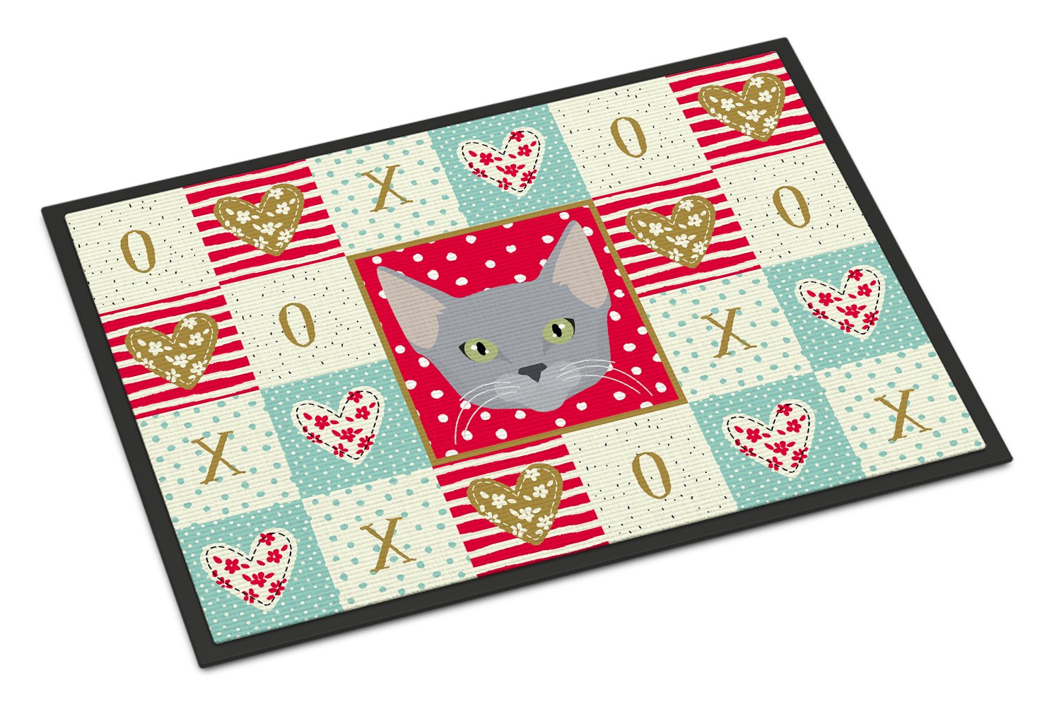 Russian Blue Cat Love Indoor or Outdoor Mat 24x36 CK5154JMAT by Caroline's Treasures