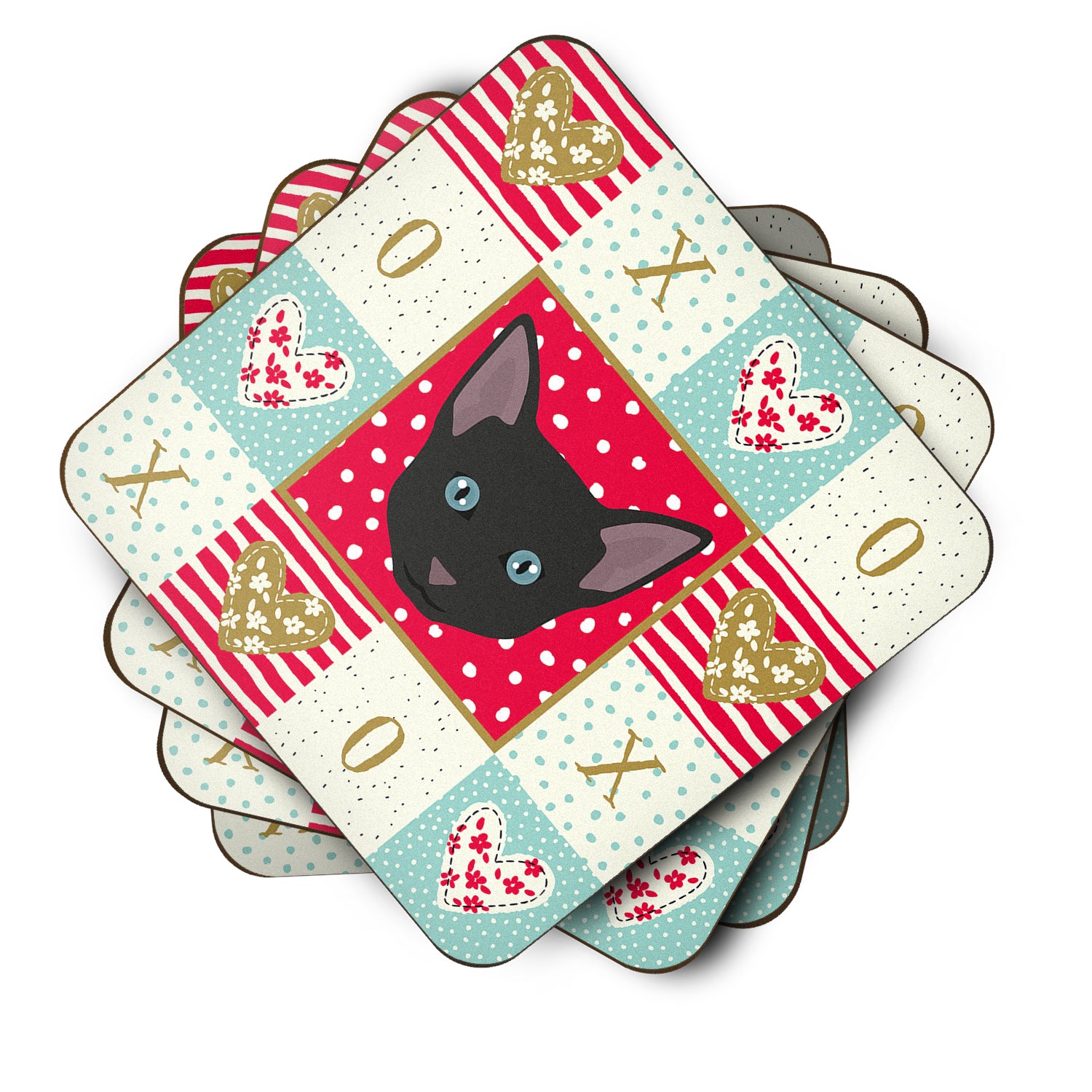 Set of 4 Russian White Black Cat Love Foam Coasters Set of 4 CK5155FC - the-store.com