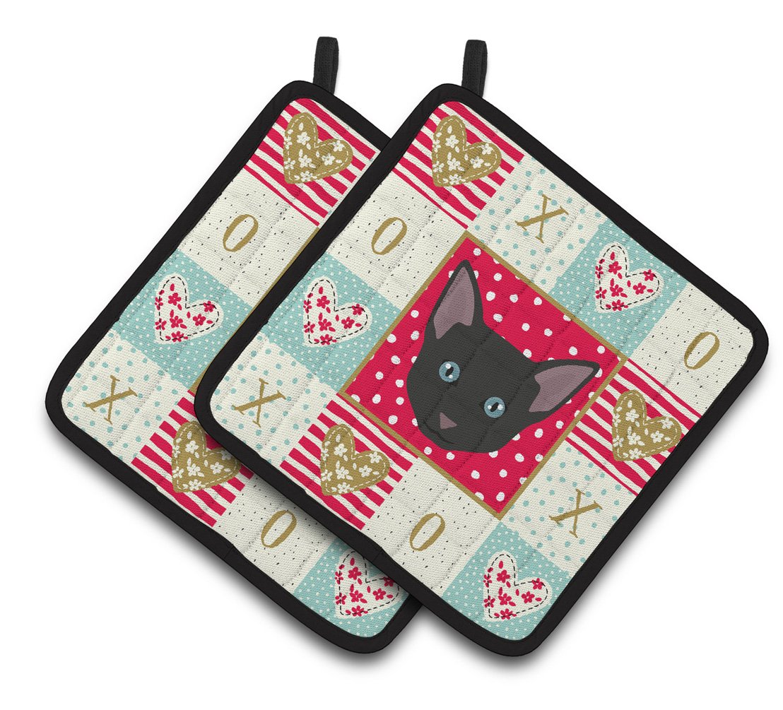 Russian White Black Cat Love Pair of Pot Holders CK5155PTHD by Caroline's Treasures