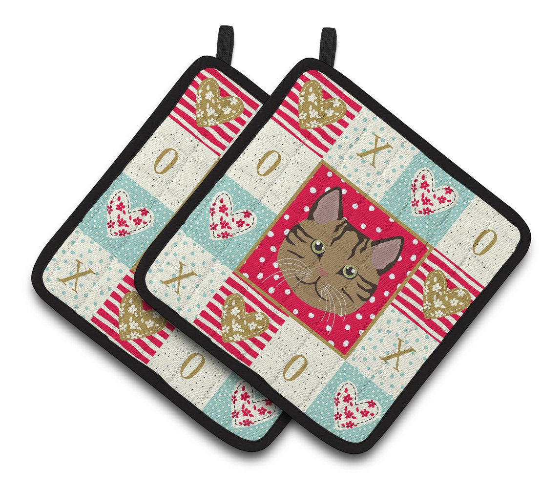 Scottish Straight Cat Love Pair of Pot Holders CK5159PTHD by Caroline's Treasures